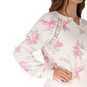 Treasures by Shabby Chic Women's Fleece Sweatshirt Floral Lace Trim Sweatshirt